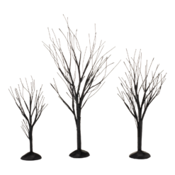 Department 56 Halloween Village Accessories Set Of 3 Black Bare Branch Trees 4033851