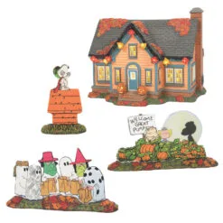 Department 56 Peanuts Halloween Village Trick Or Treat Lane Village Set 6007640